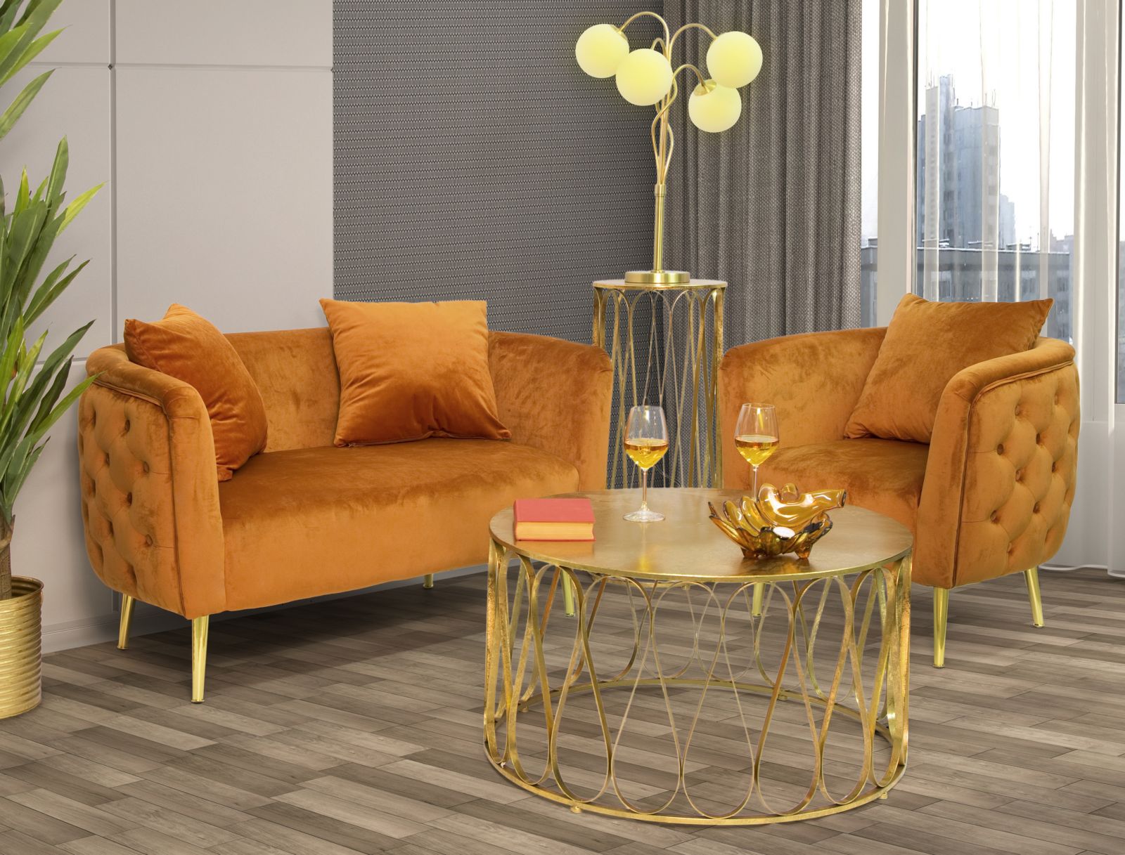 Glitz & Glam Venice Bijzettafel Ø 37 cm x 81 cm