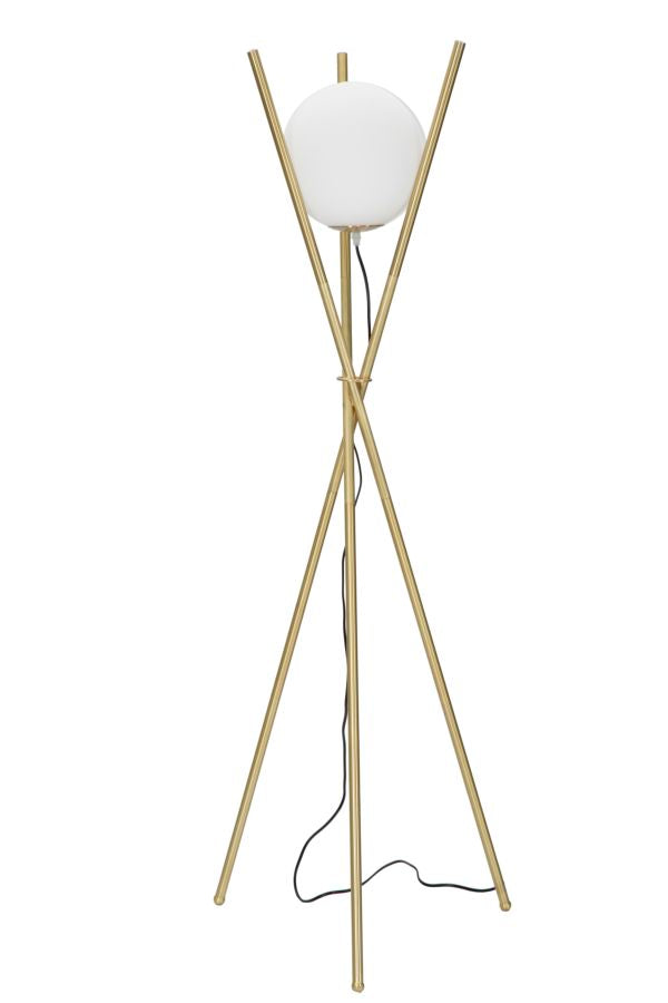 Glamy Vloerlamp Goud Witte Glasbol 55×155 cm