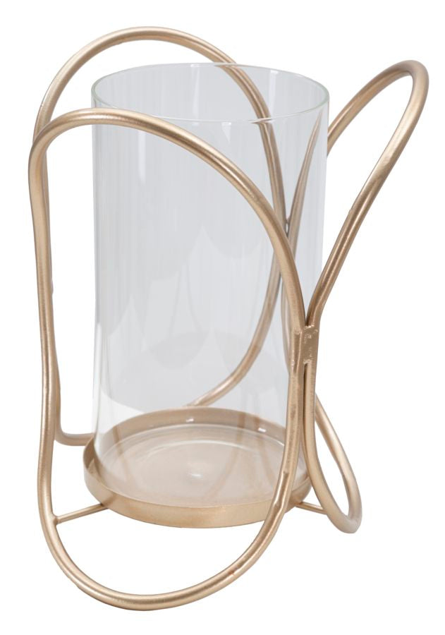 Glox Dark Kaarsenhouder Goud Metaal Glas 16×22 cm