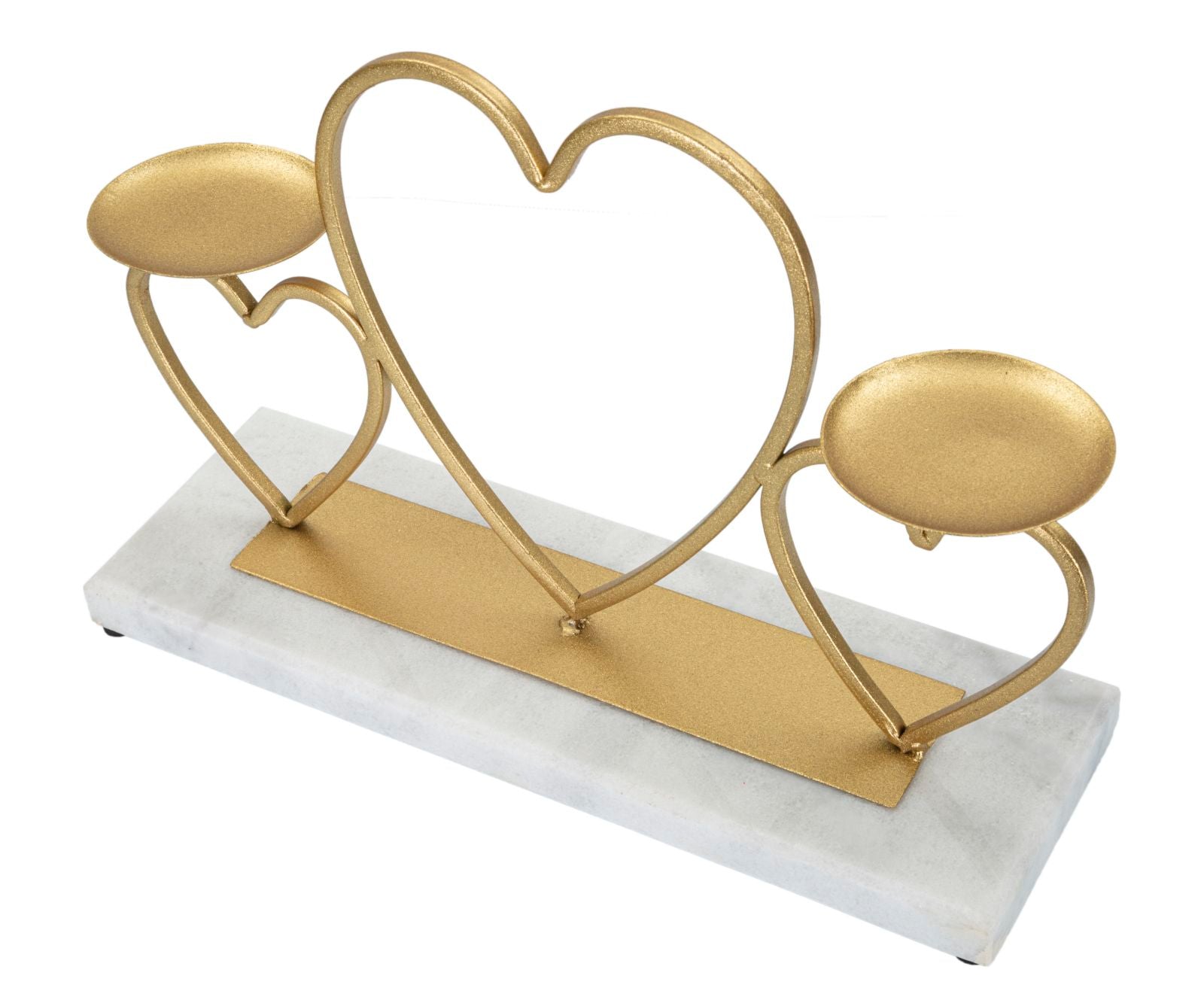 Hearts Kaarshouder Goud Metaal Marmer 30×20 cm