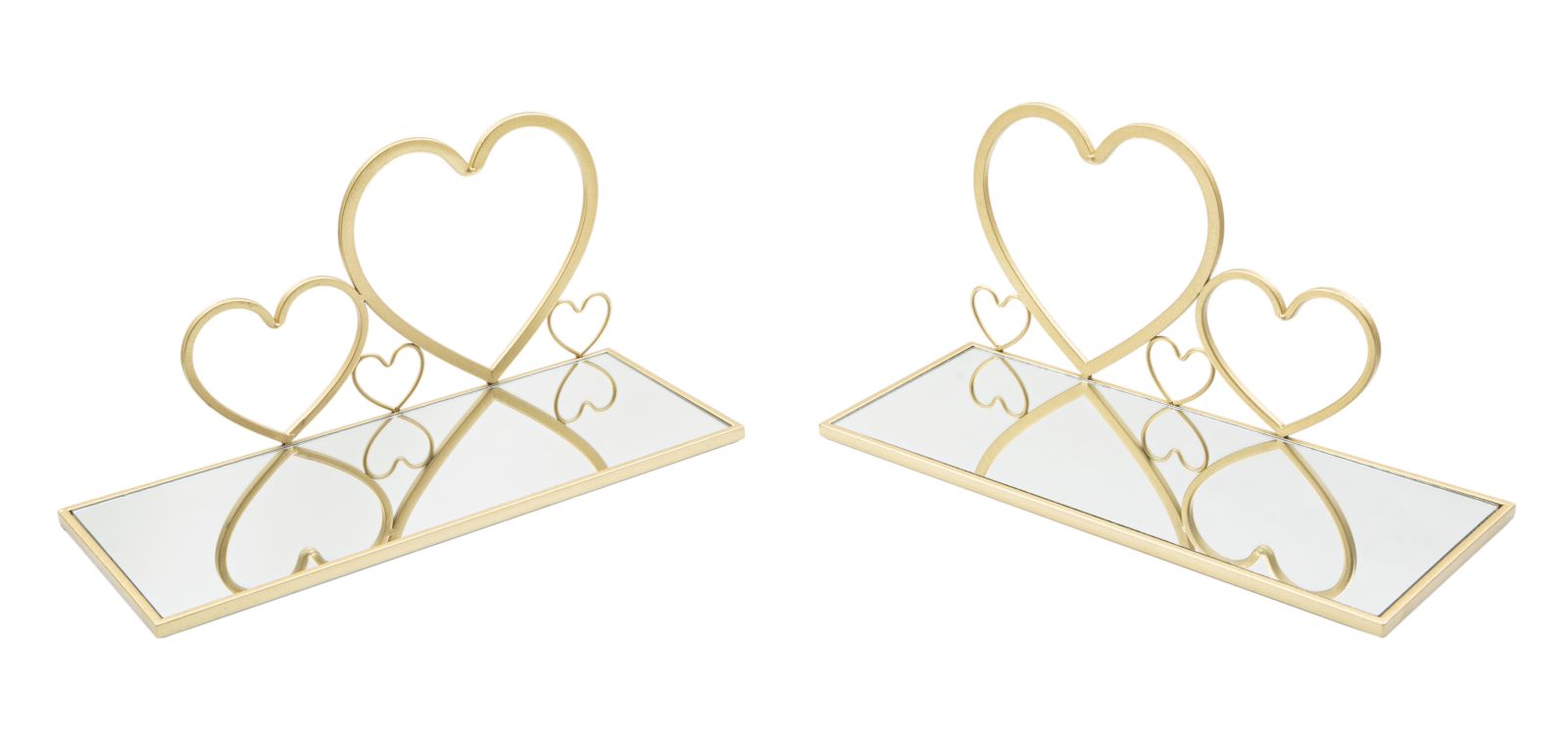Wandplankenset Hearts Goud Spiegelglas (2 Stuks)