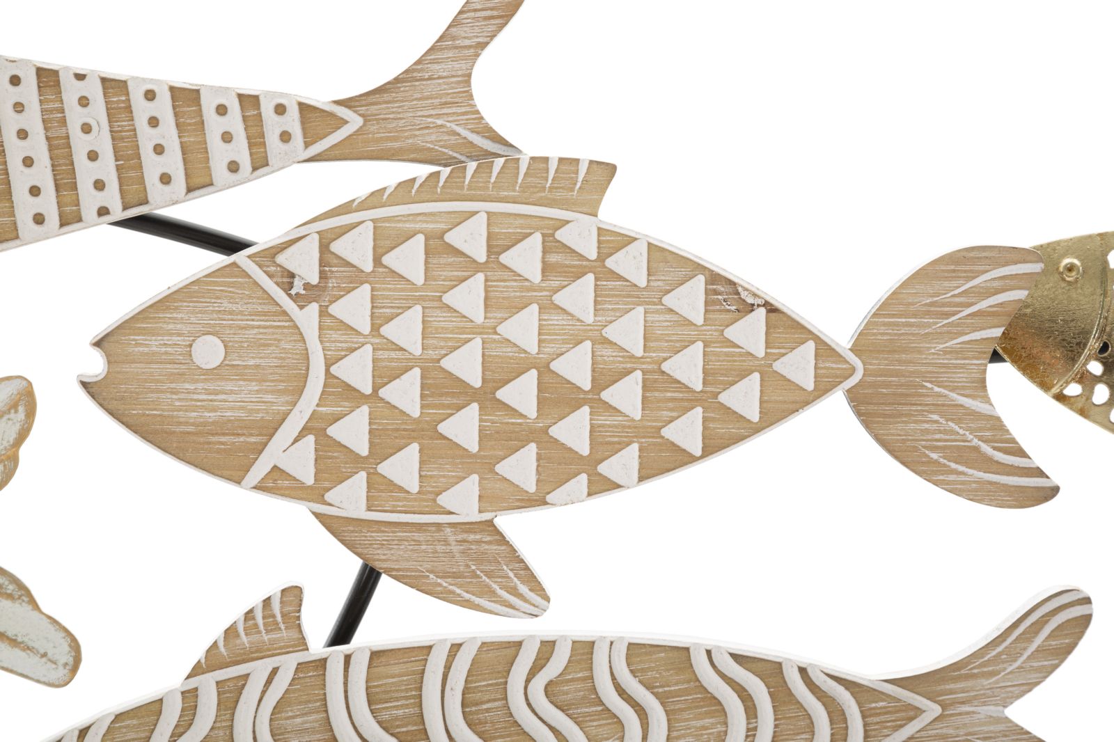 Fishy Wanddecoratie Metaal Hout 118×446 cm