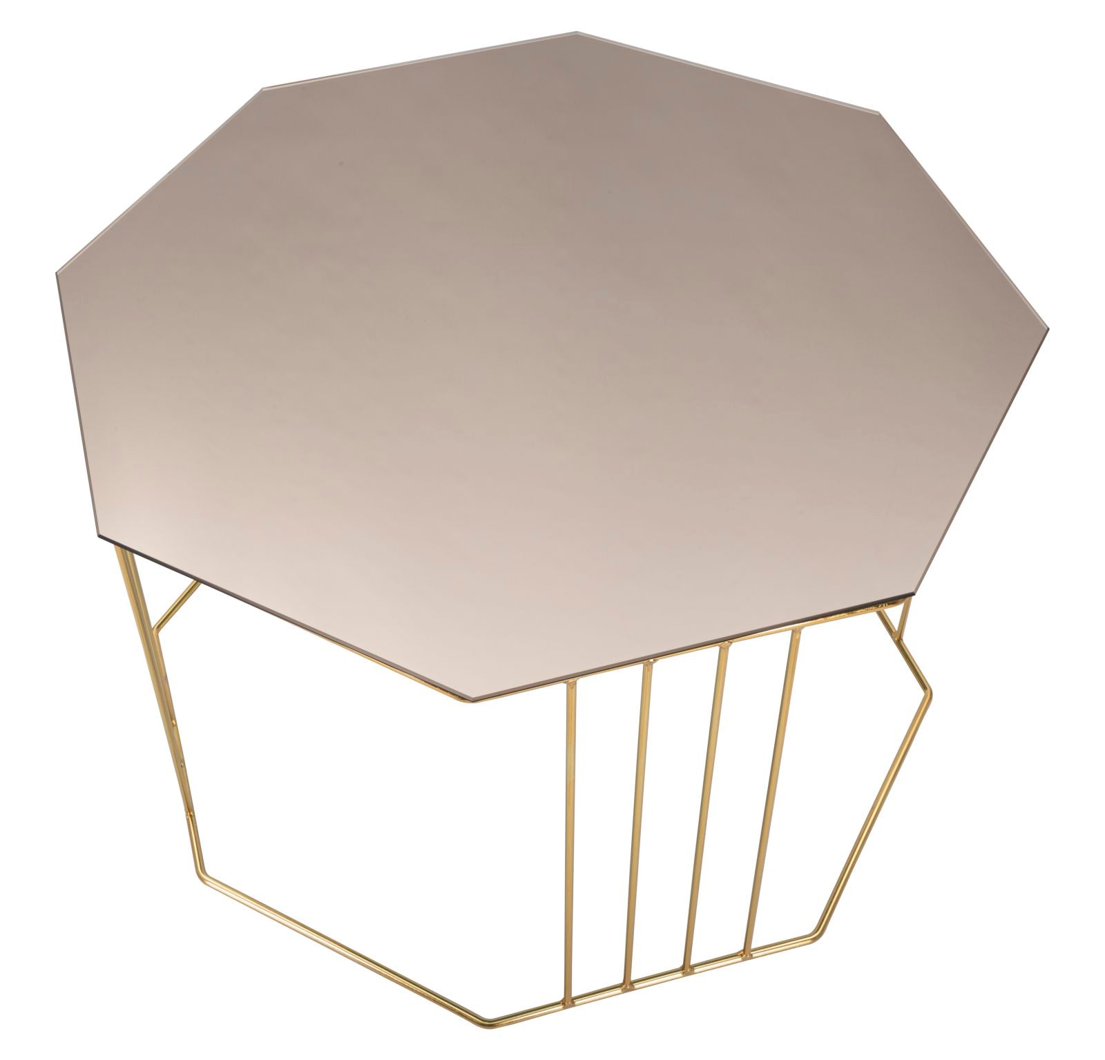 Salontafel Octagon Goud Metaal Rookglas Ø 70×45 cm