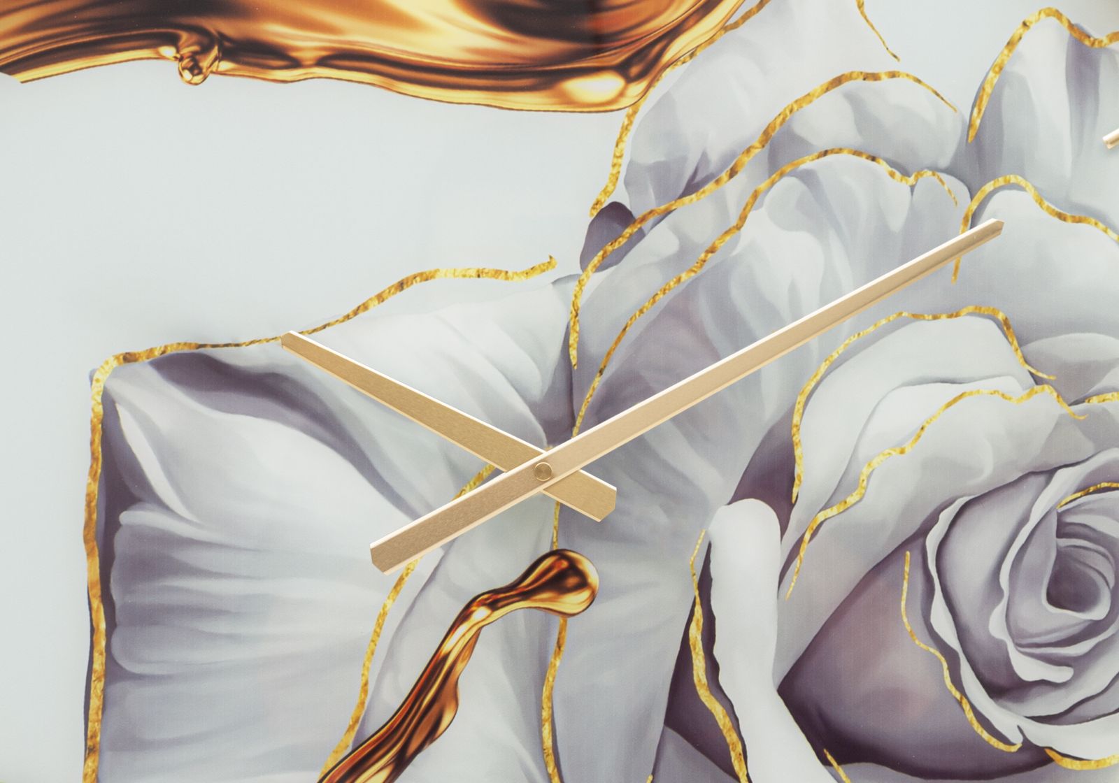 Wandklok Glas Rozenprint Goud 60×5 cm