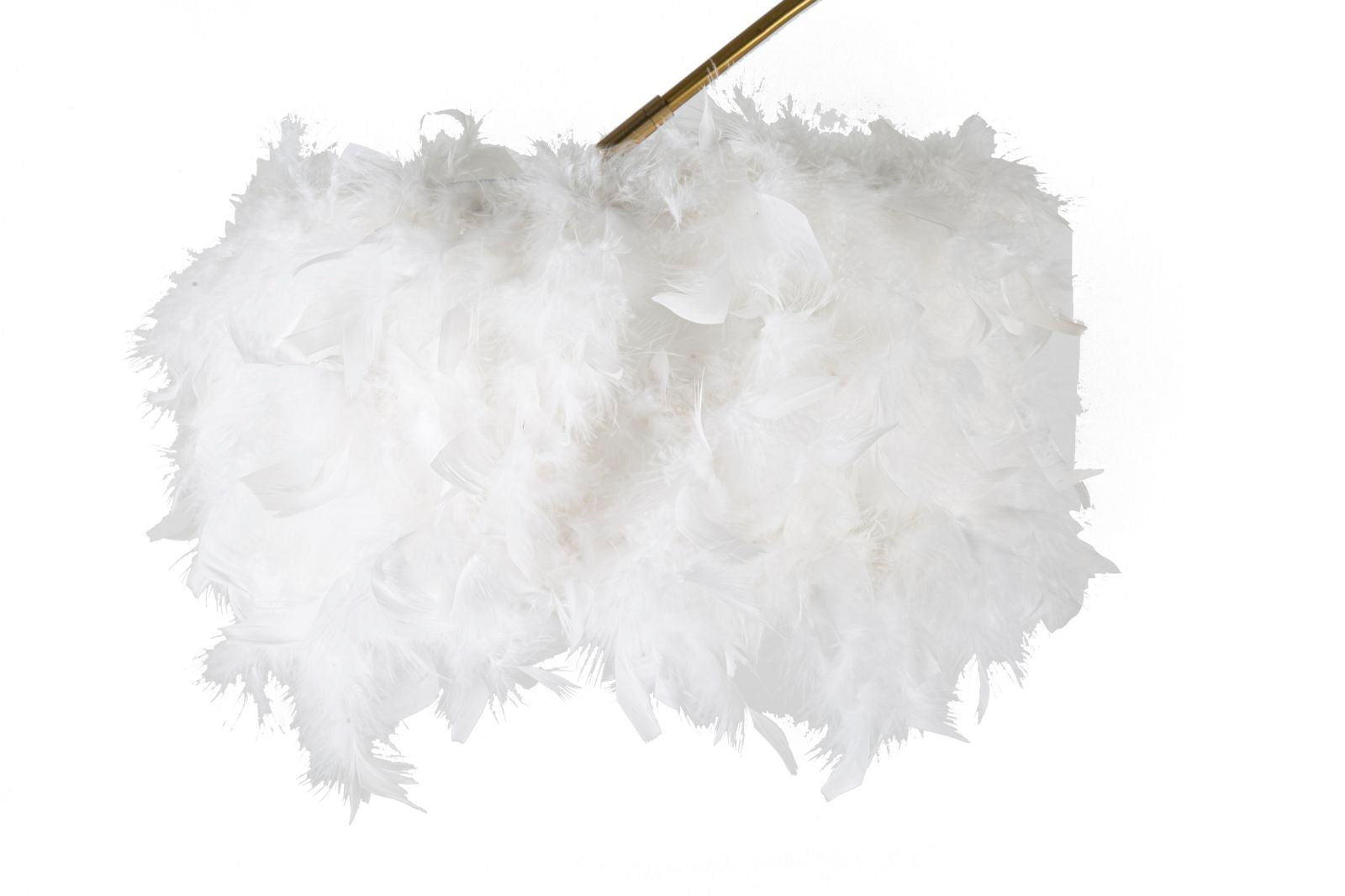 Vloerlamp Arc Plur Zwart Metaal Witte Veren 100×150-180 cm