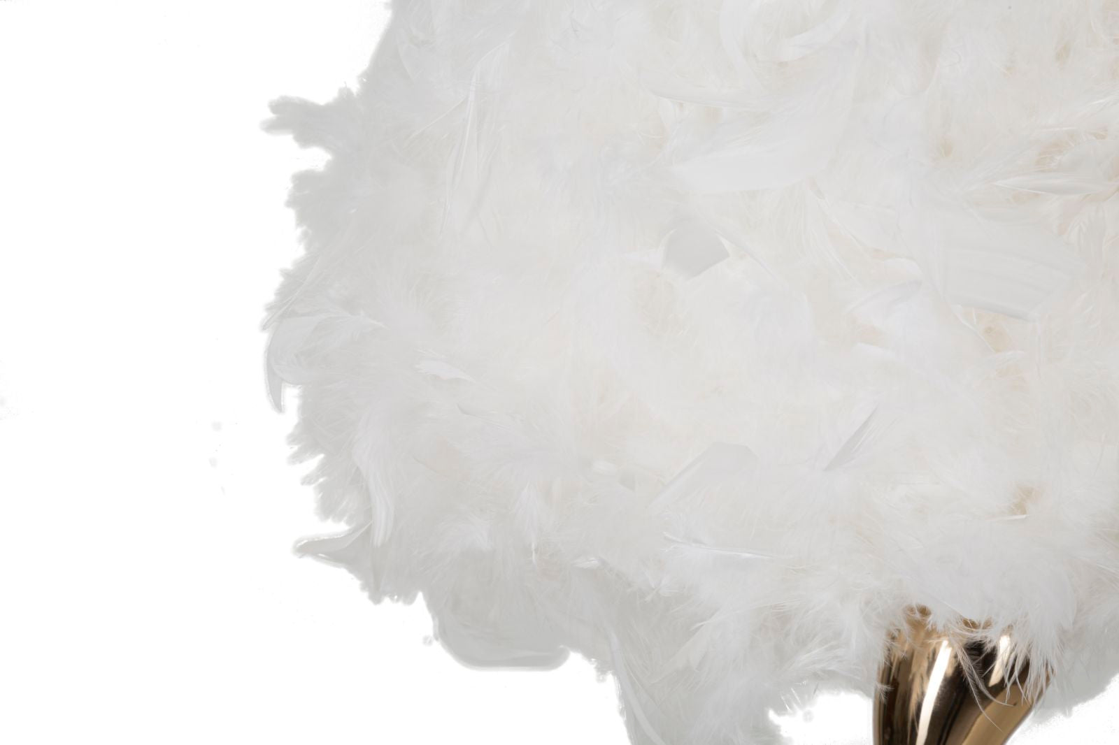 Tafellamp Cart Goud Metaal Witte Veren Ø 25×47 cm