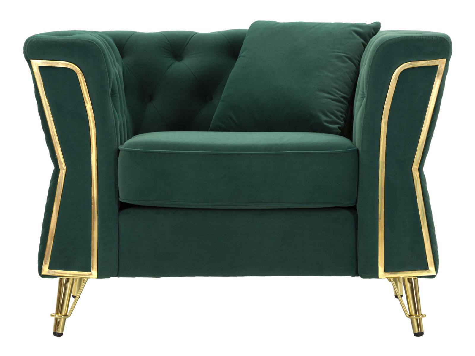 Fauteuil Emy Green Fluweel Kussen Goud 104x83x76 cm